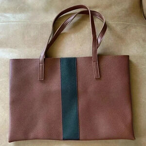 Vegan Pebble Leather Tote Bag Brown Vince Camuto 17 x 12 NWOT